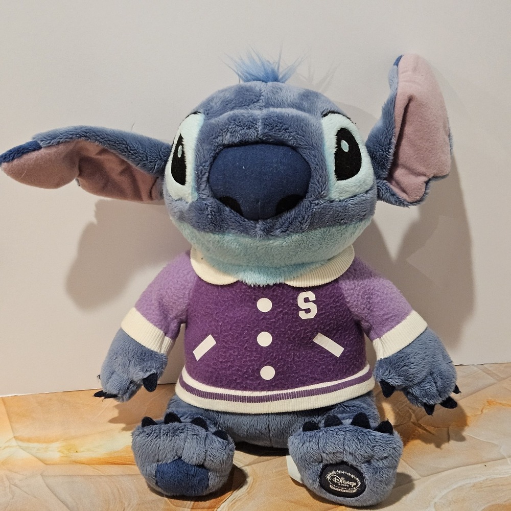 Disney Store Oh My Disney Stitch Varsity Jacket Plush 13" OMC HTF